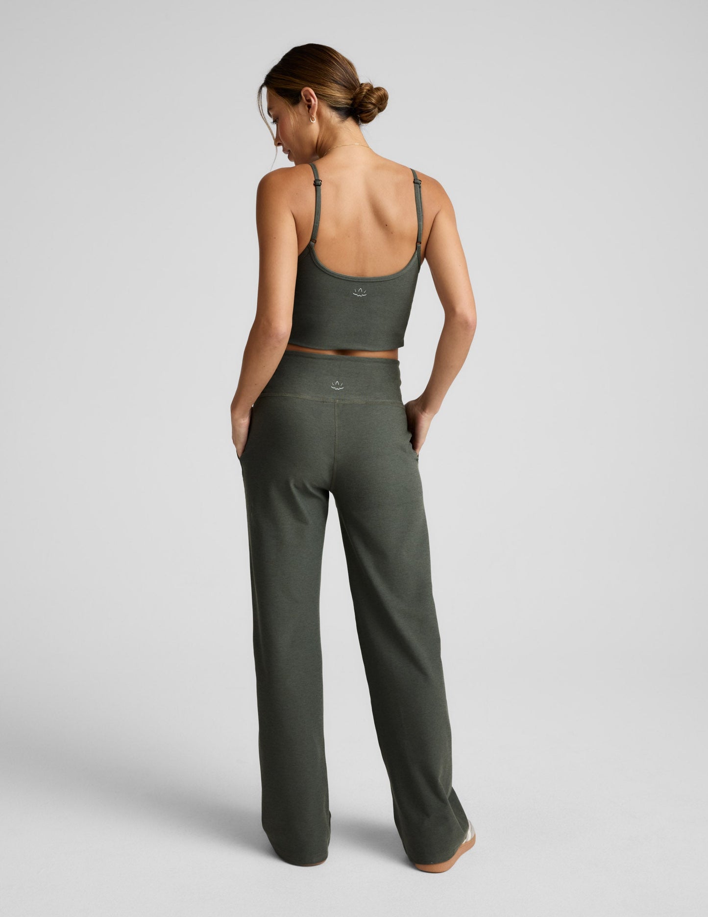 Beyond Yoga High Waisted Spacedye Wide Leg Pants - Dusty Forest Heather