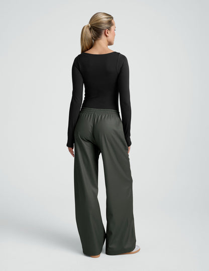 Beyond Yoga Wide Leg Faux Leather Drawstring Pants - Slate Green