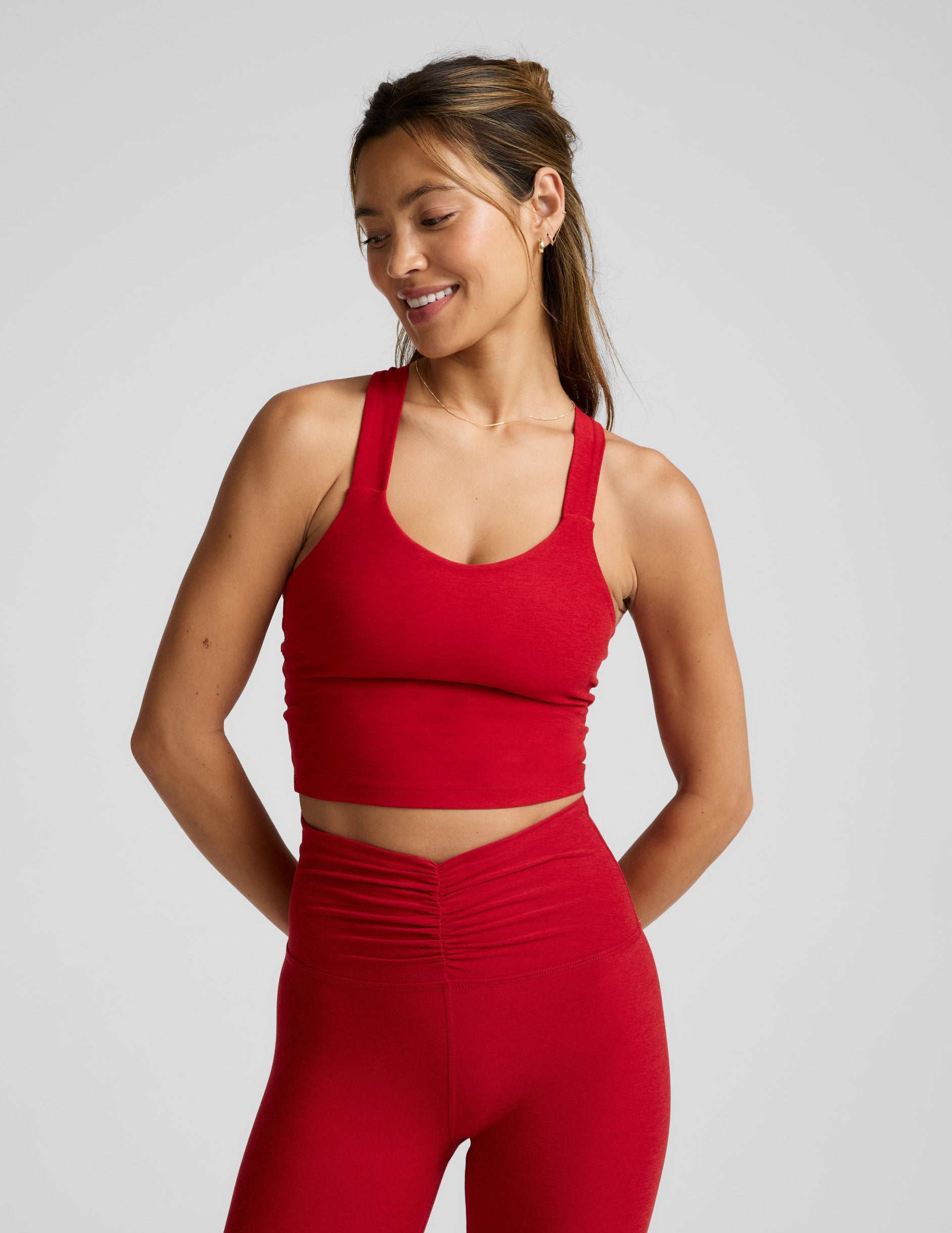 Beyond Yoga Spacedye Twist Through Cropped Tank