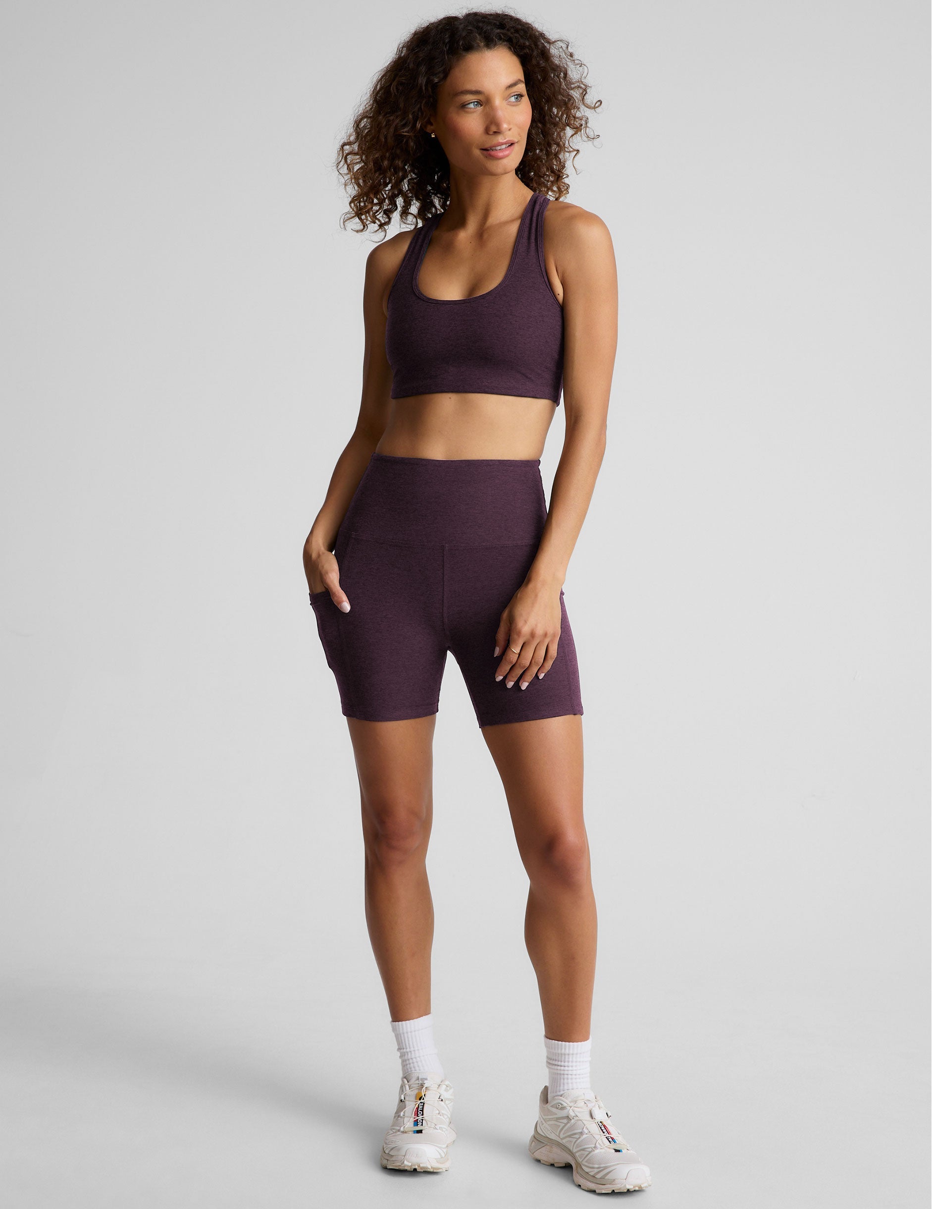 Beyond Yoga Women's High Waisted Spacedye Biker Shorts - Purple