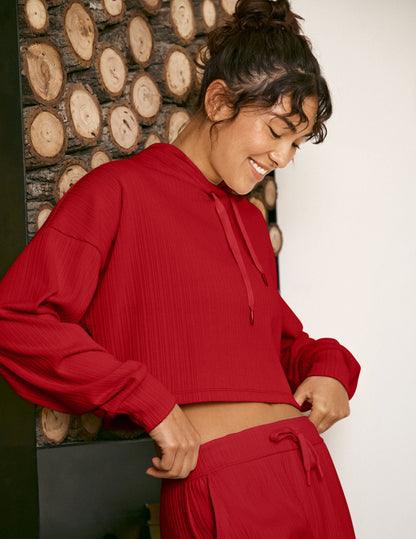 Beyond Yoga Breathe Easy Ribbed Cropped Hoodie