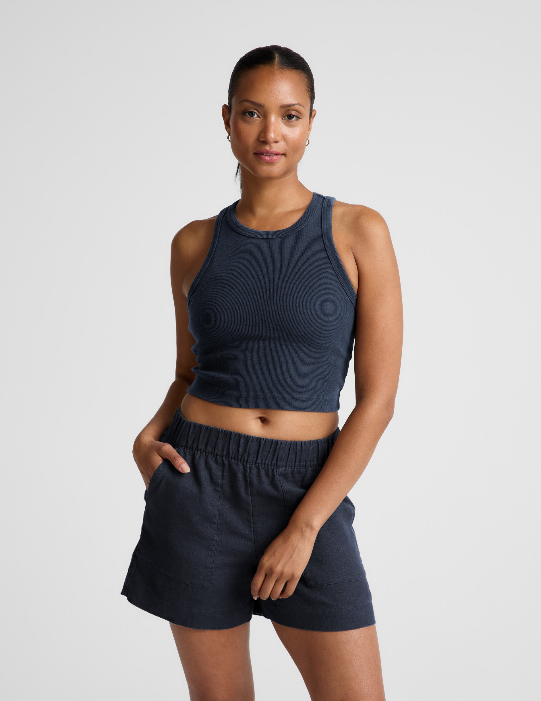 Beyond Yoga On Repeat Rib High Neck Cropped Tank