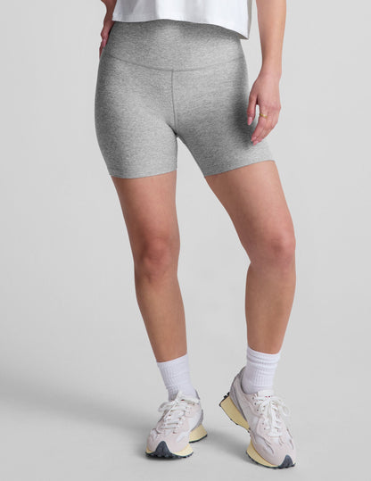 Beyond Yoga 5-Inch High Waisted Spacedye Bike Shorts - Silver Mist