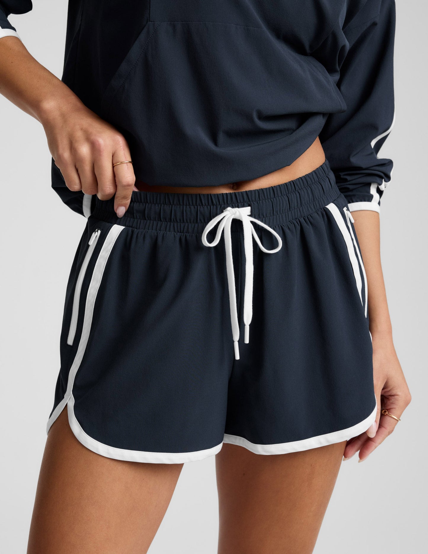 Beyond Yoga Women's Drawstring "The Course" Shorts - Navy Blue