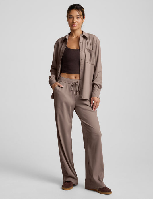 Beyond Yoga Wide Leg Drawstring Breathe Easy Pants - Cappuccino