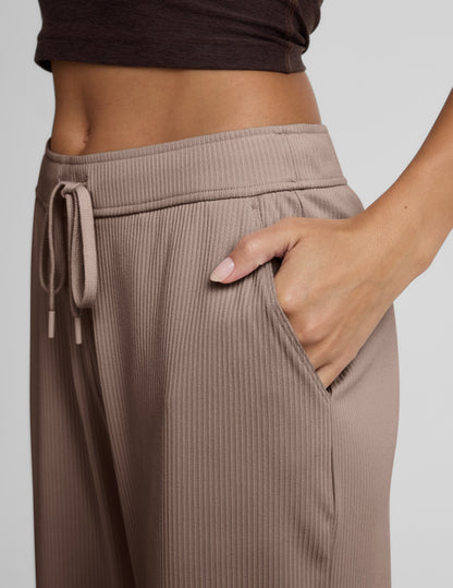 Beyond Yoga Wide Leg Drawstring Breathe Easy Pants - Cappuccino