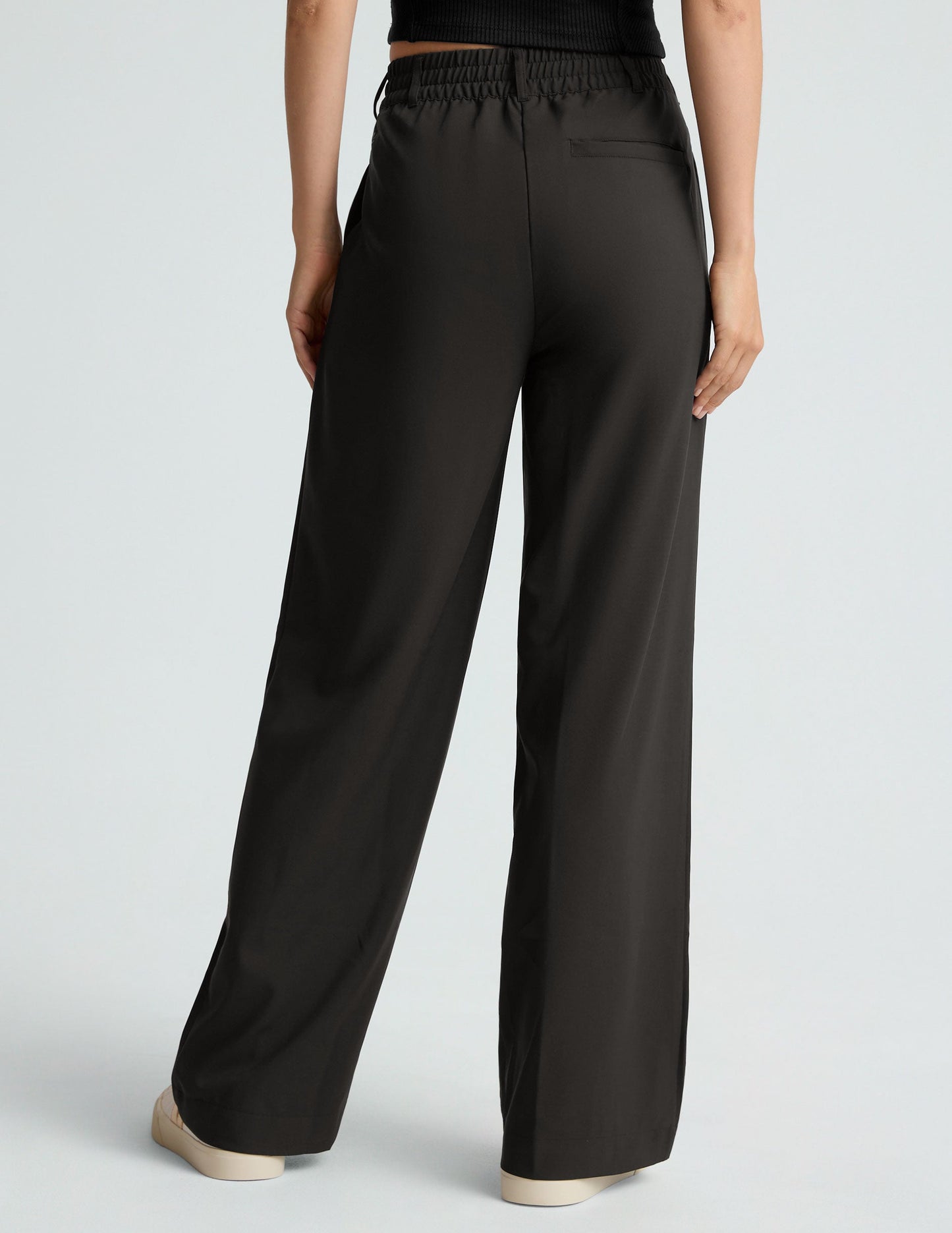 Beyond Yoga Wide Leg Mid Rise "Status" Trouser Pants - Black
