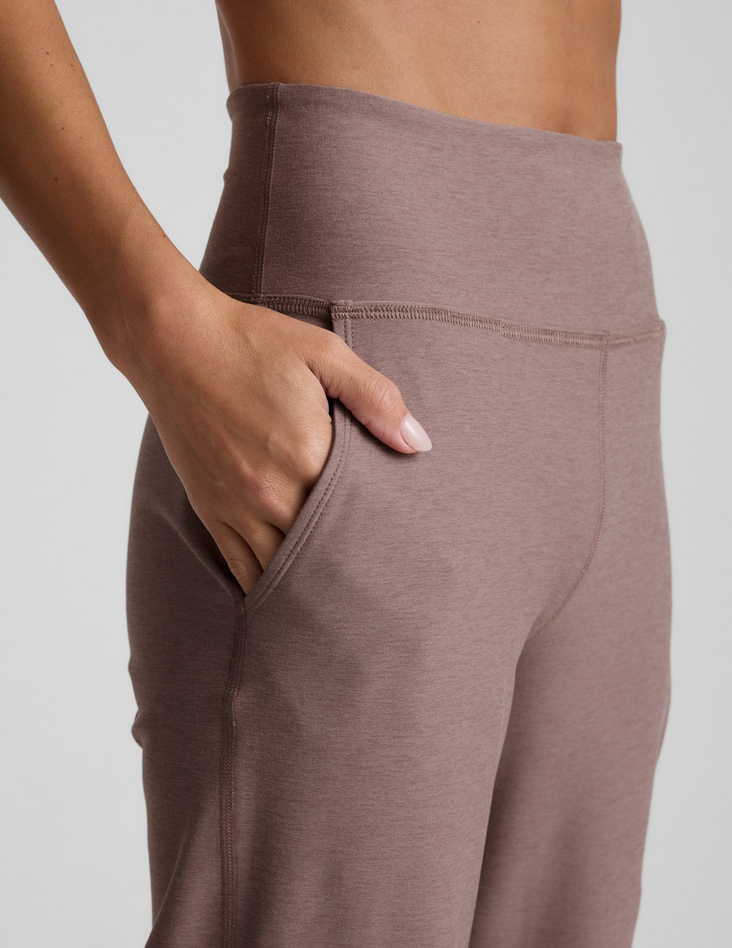 Beyond Yoga Women's High Waisted Spacedye Wide Leg Pants - Rosey Taupe Heather
