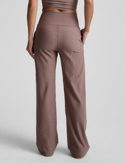Beyond Yoga Women's High Waisted Spacedye Wide Leg Pants - Rosey Taupe Heather