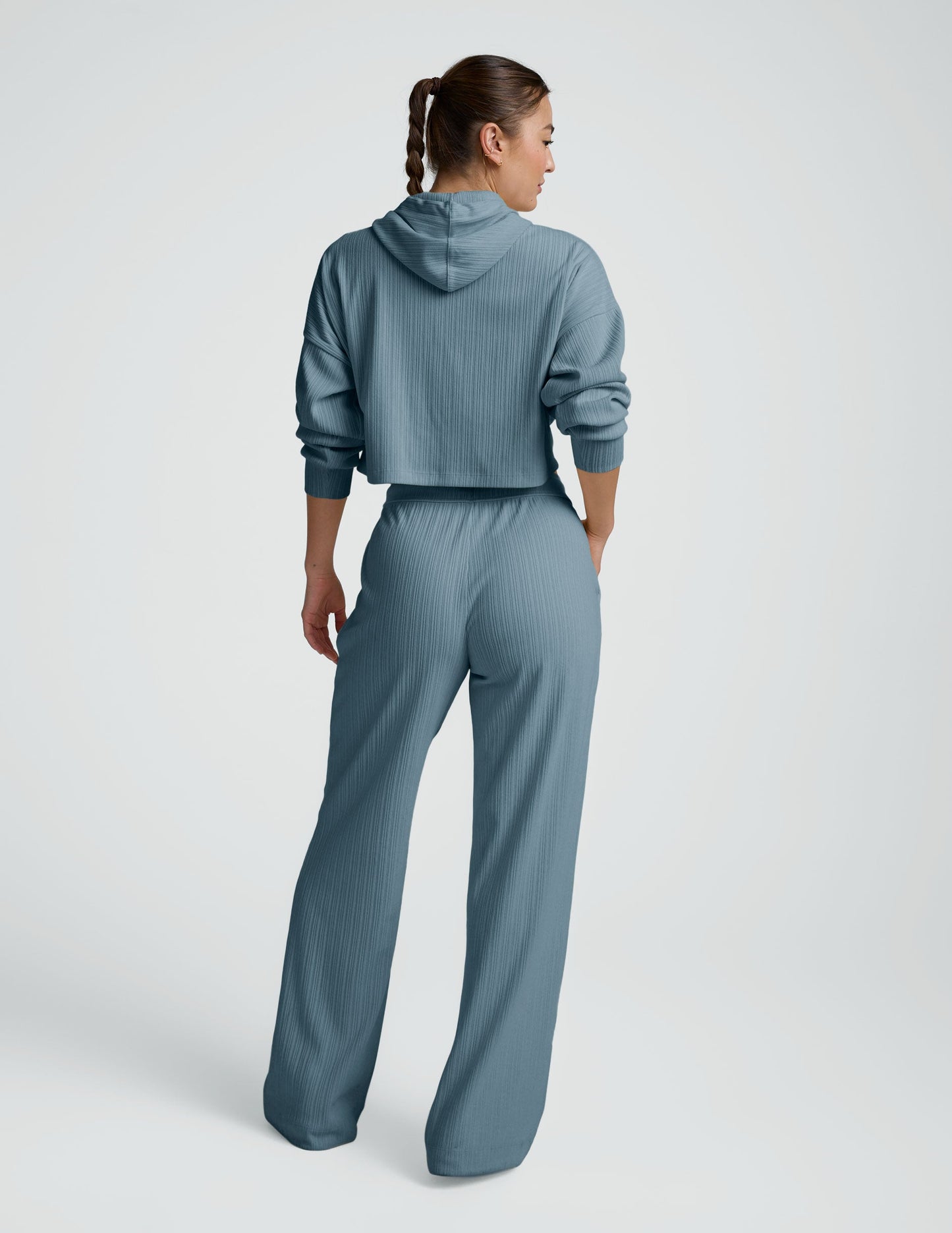 Beyond Yoga Ribbed Wide Leg Drawstring Pants - Misty Blue