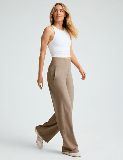 Beyond Yoga Wide Leg High Waisted Spacedye Pants - Birch Heather