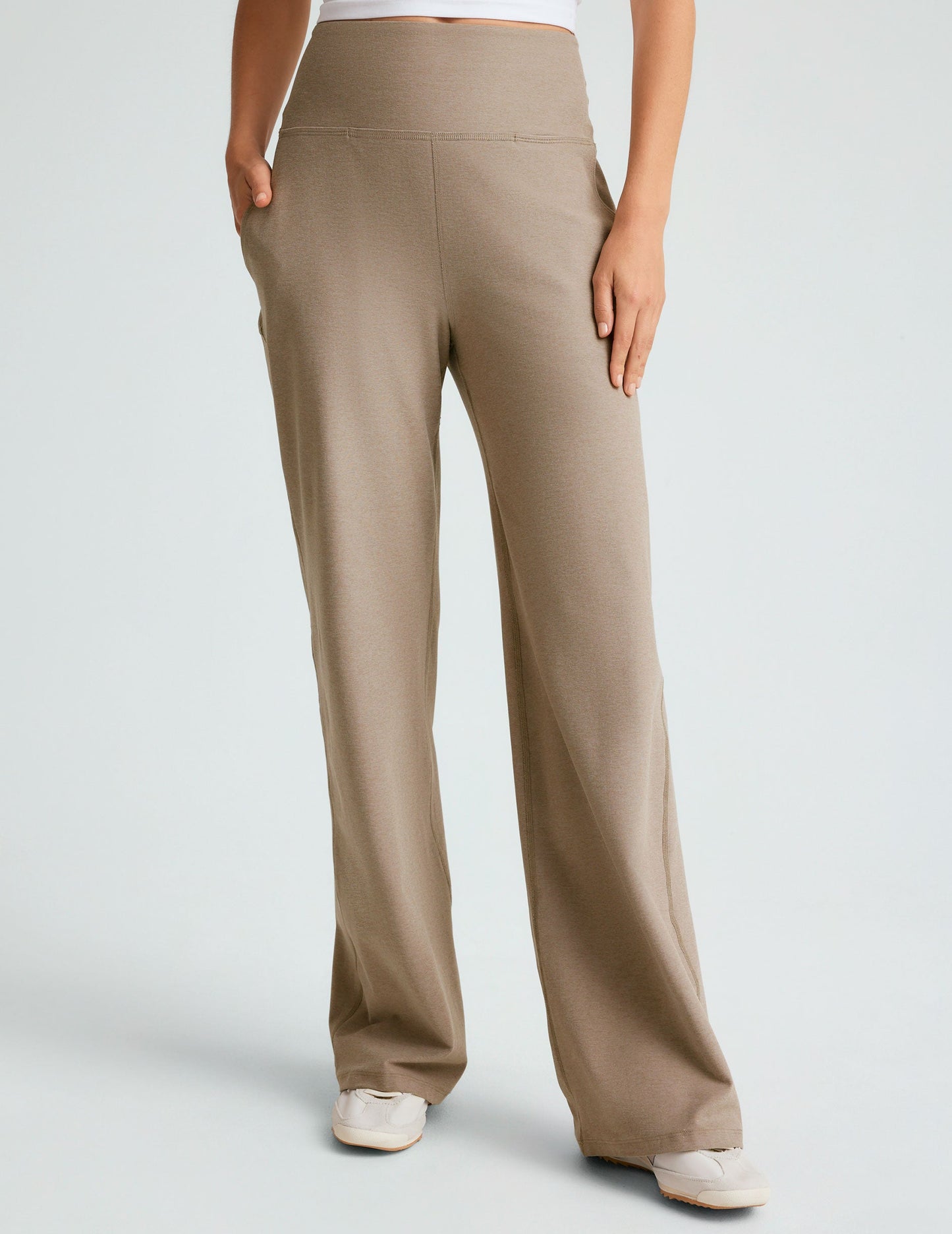 Beyond Yoga Wide Leg High Waisted Spacedye Pants - Birch Heather