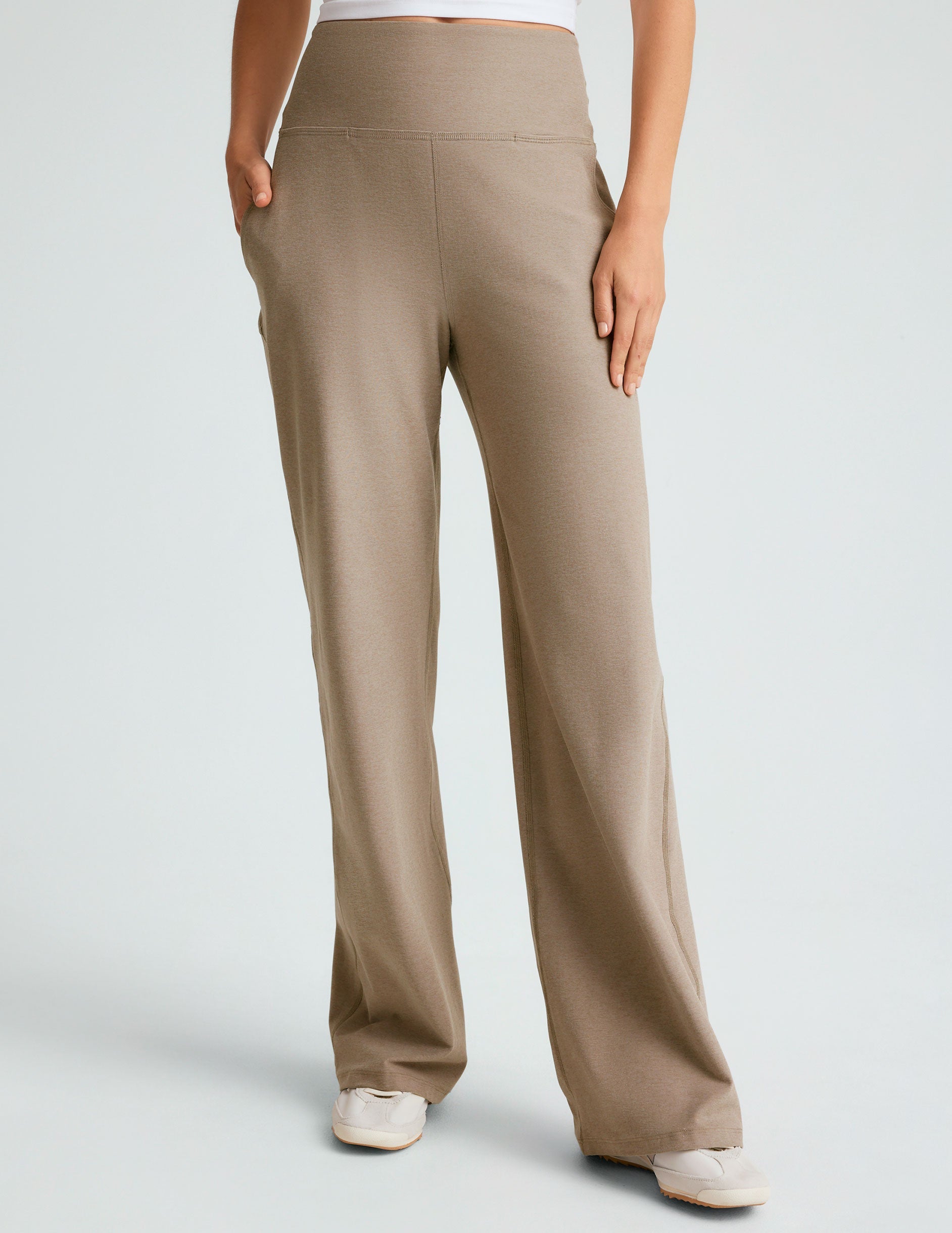 Beyond Yoga Wide Leg High Waisted Spacedye Pants - Birch Heather