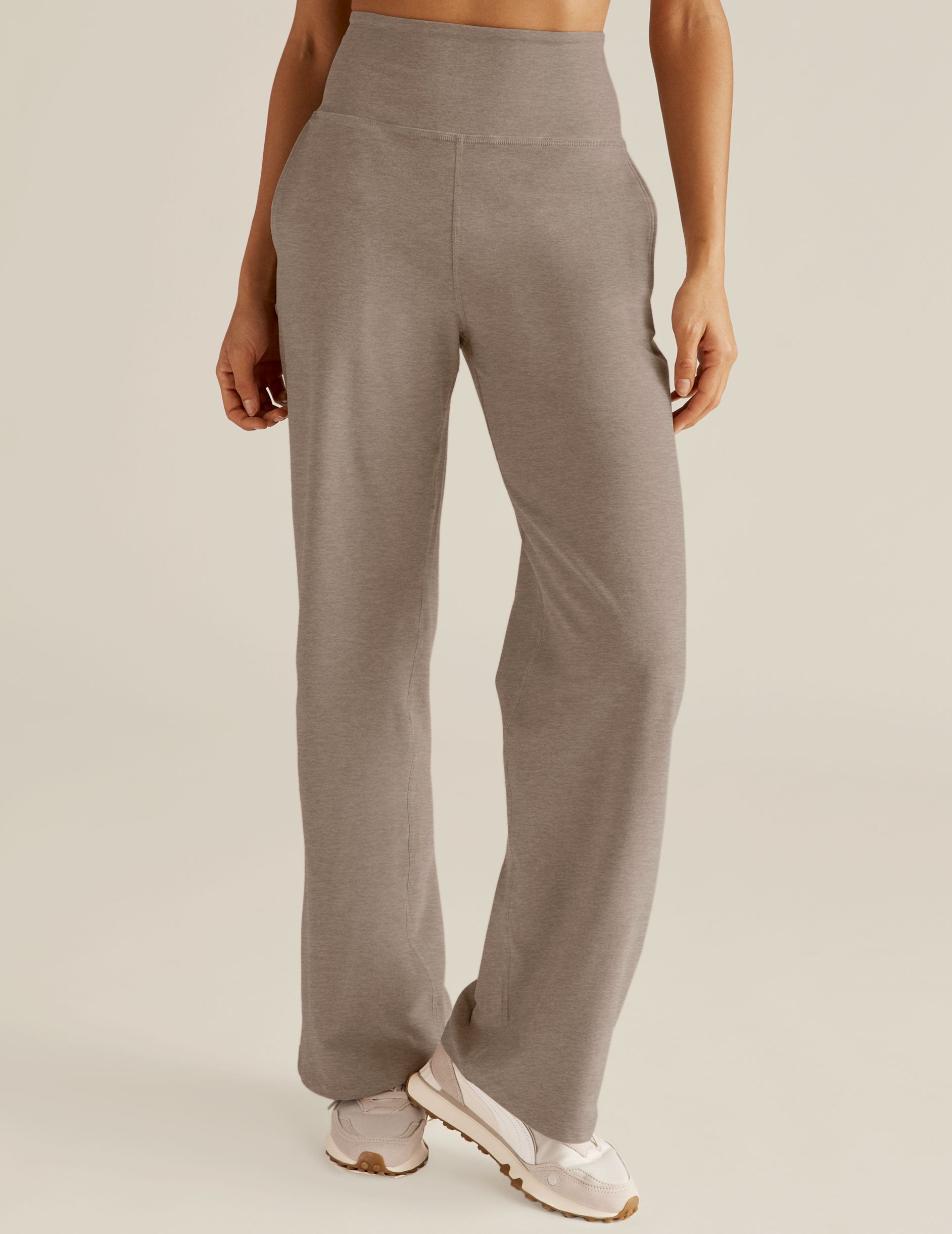 Beyond Yoga Wide Leg High Waisted Spacedye Pants - Birch Heather