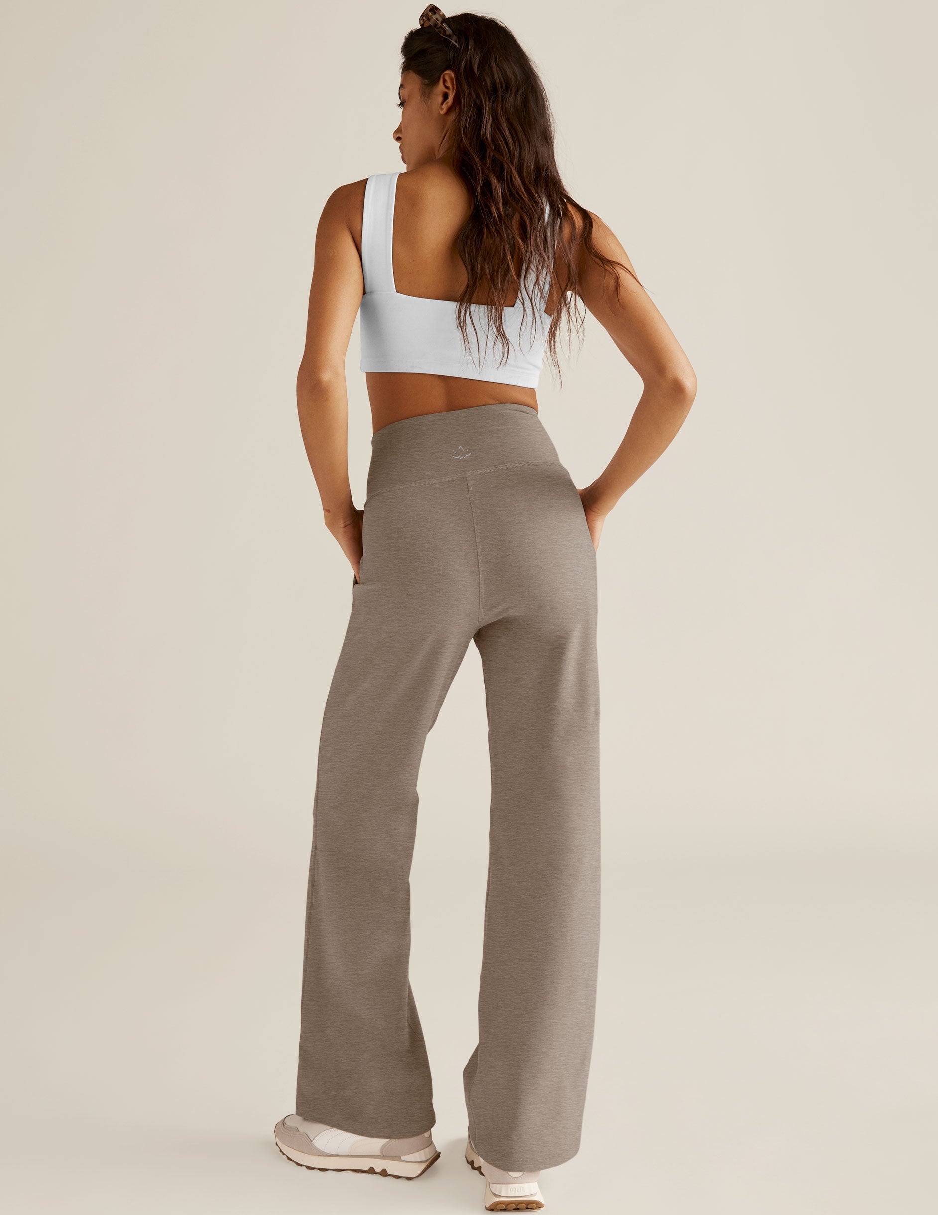 Beyond Yoga Wide Leg High Waisted Spacedye Pants - Birch Heather