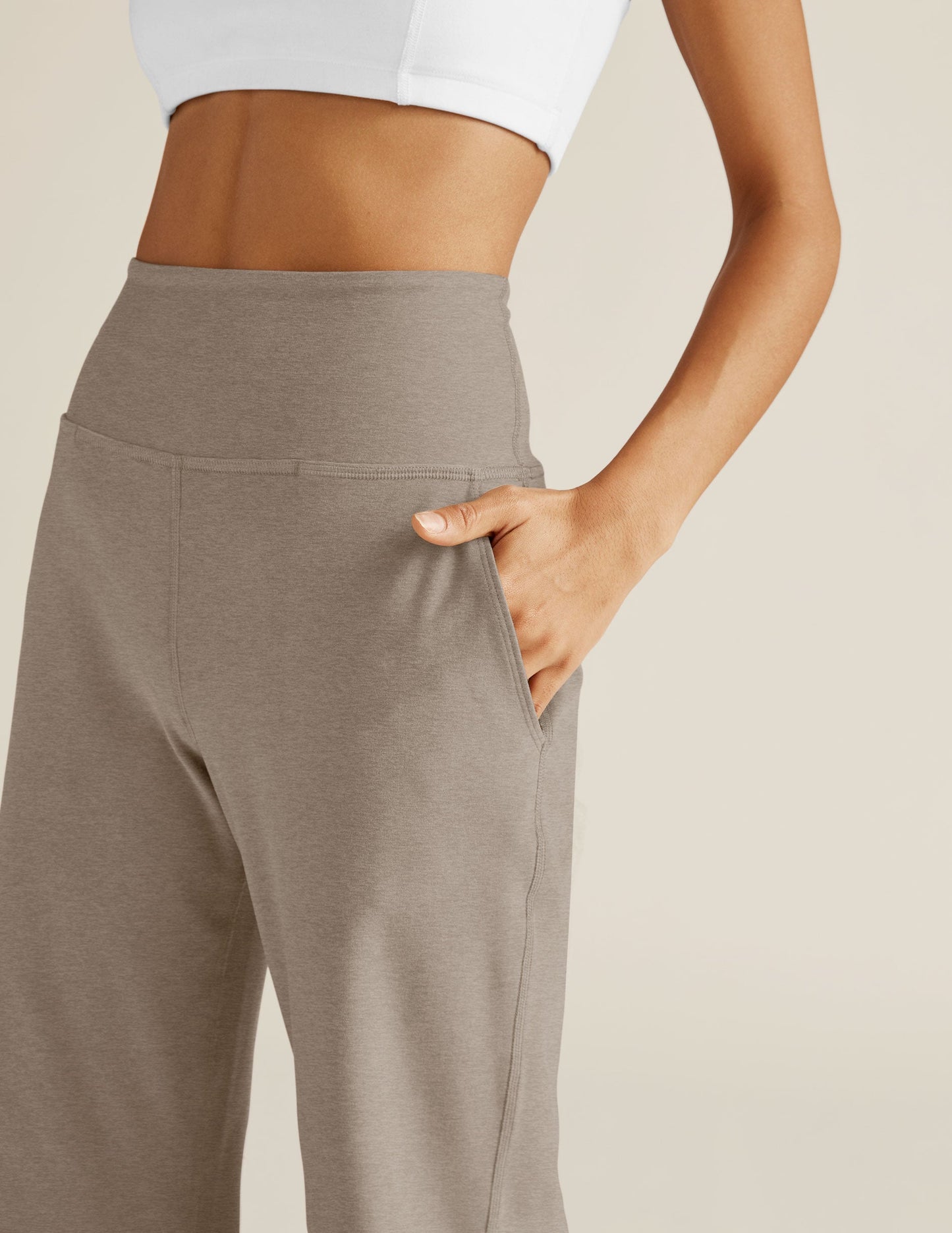 Beyond Yoga Wide Leg High Waisted Spacedye Pants - Birch Heather
