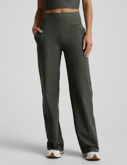 Beyond Yoga Laid Back Wide Leg Spacedye Pants - Dusty Forest Heather