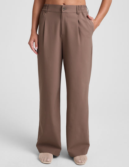 Beyond Yoga Women's Status Wide Leg Trouser Pants - Khaki