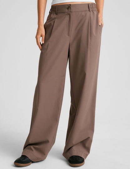 Beyond Yoga Women's Status Wide Leg Trouser Pants - Khaki
