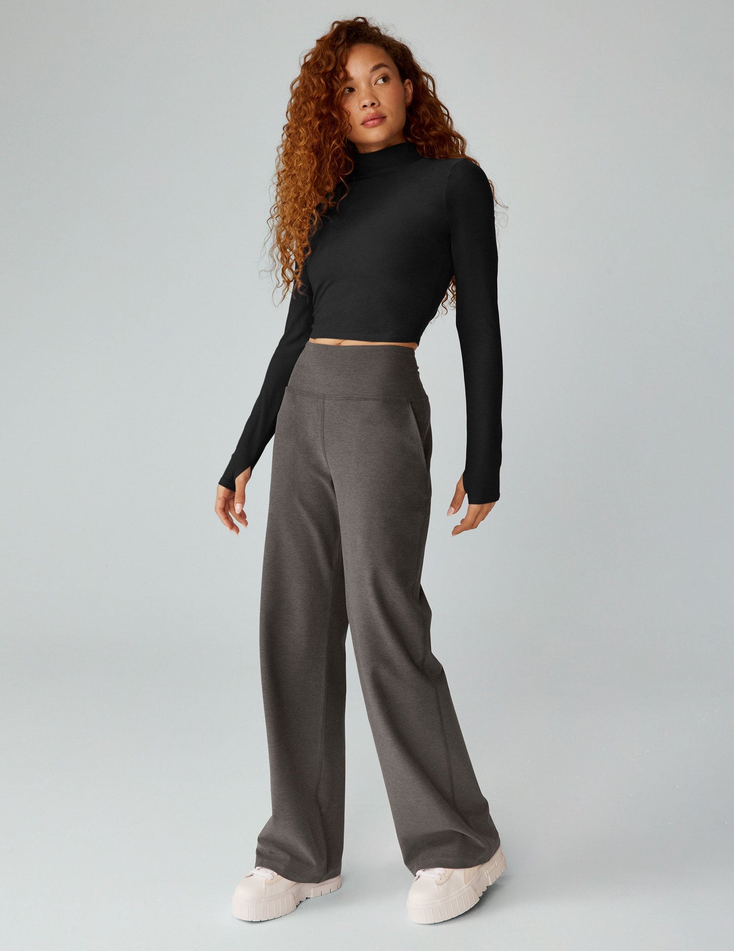 Beyond Yoga High Waisted Wide Leg Spacedye Pants - True Gray Heather