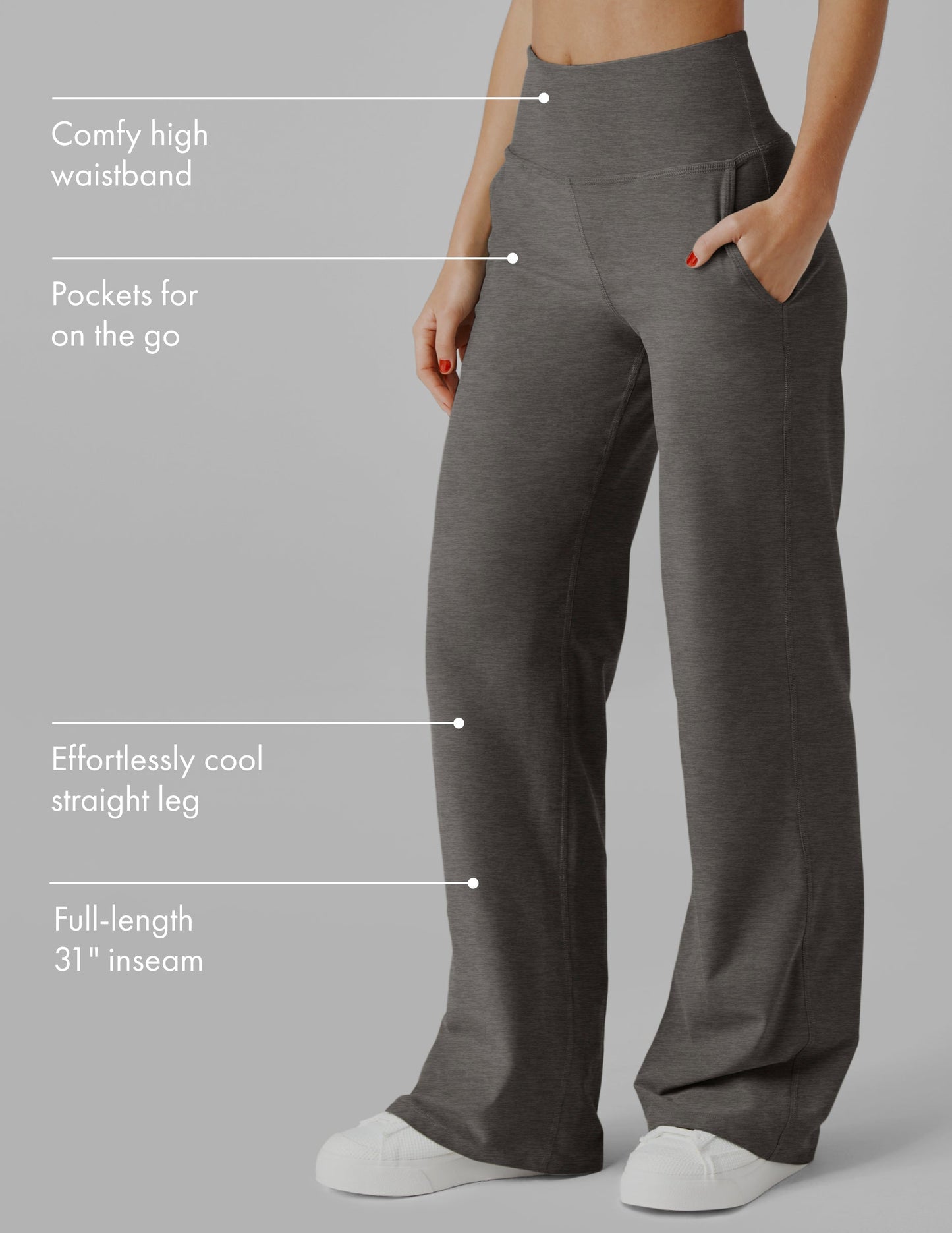 Beyond Yoga High Waisted Wide Leg Spacedye Pants - True Gray Heather