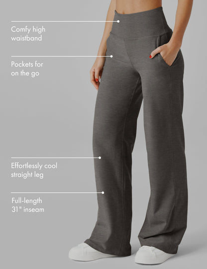 Beyond Yoga High Waisted Wide Leg Spacedye Pants - True Gray Heather