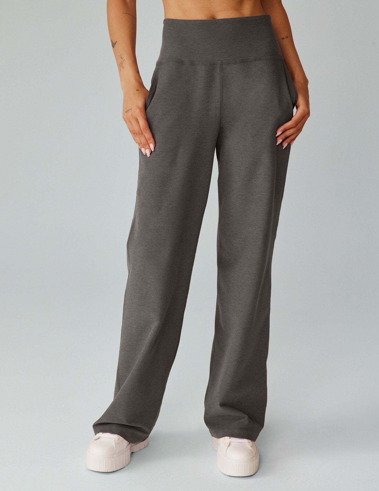 Beyond Yoga High Waisted Wide Leg Spacedye Pants - True Gray Heather
