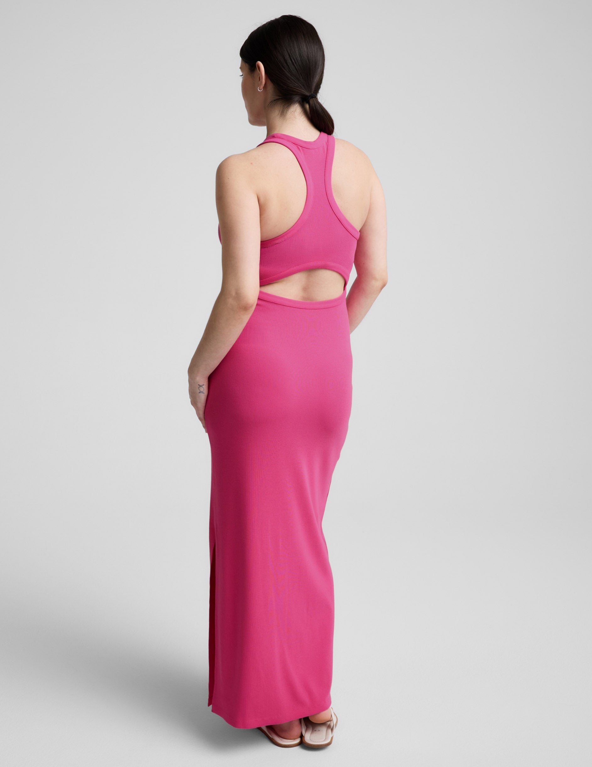 Beyond Yoga Ribbed High Neck Maxi Dress