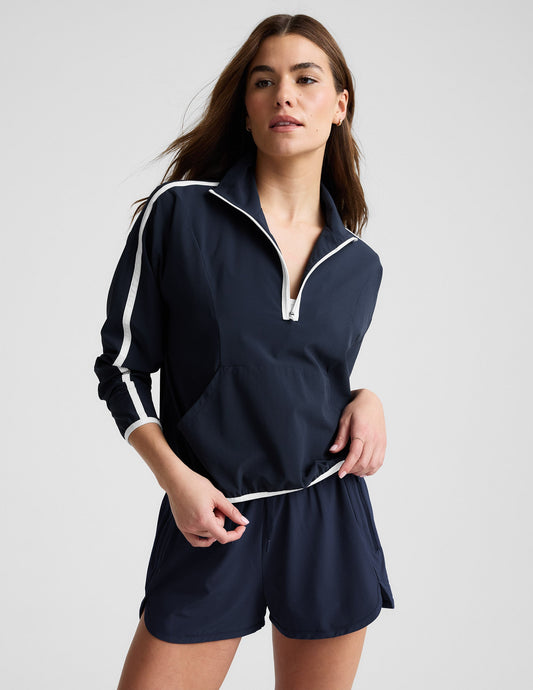 Beyond Yoga Stretch Woven Course Contrast Half Zip Pullover