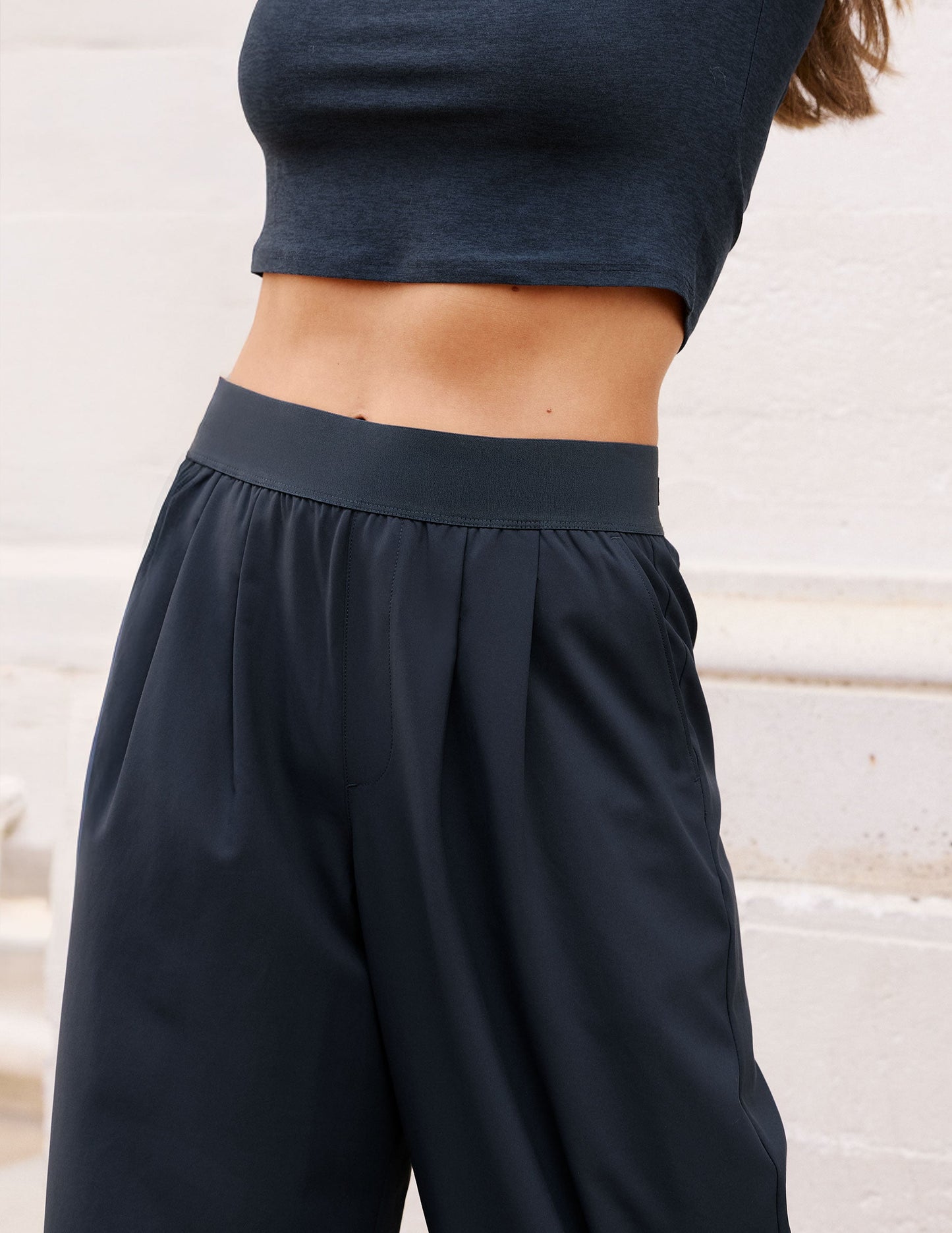 Beyond Yoga Wide Leg Stretch Elastic Waist Pants - Nocturnal Navy