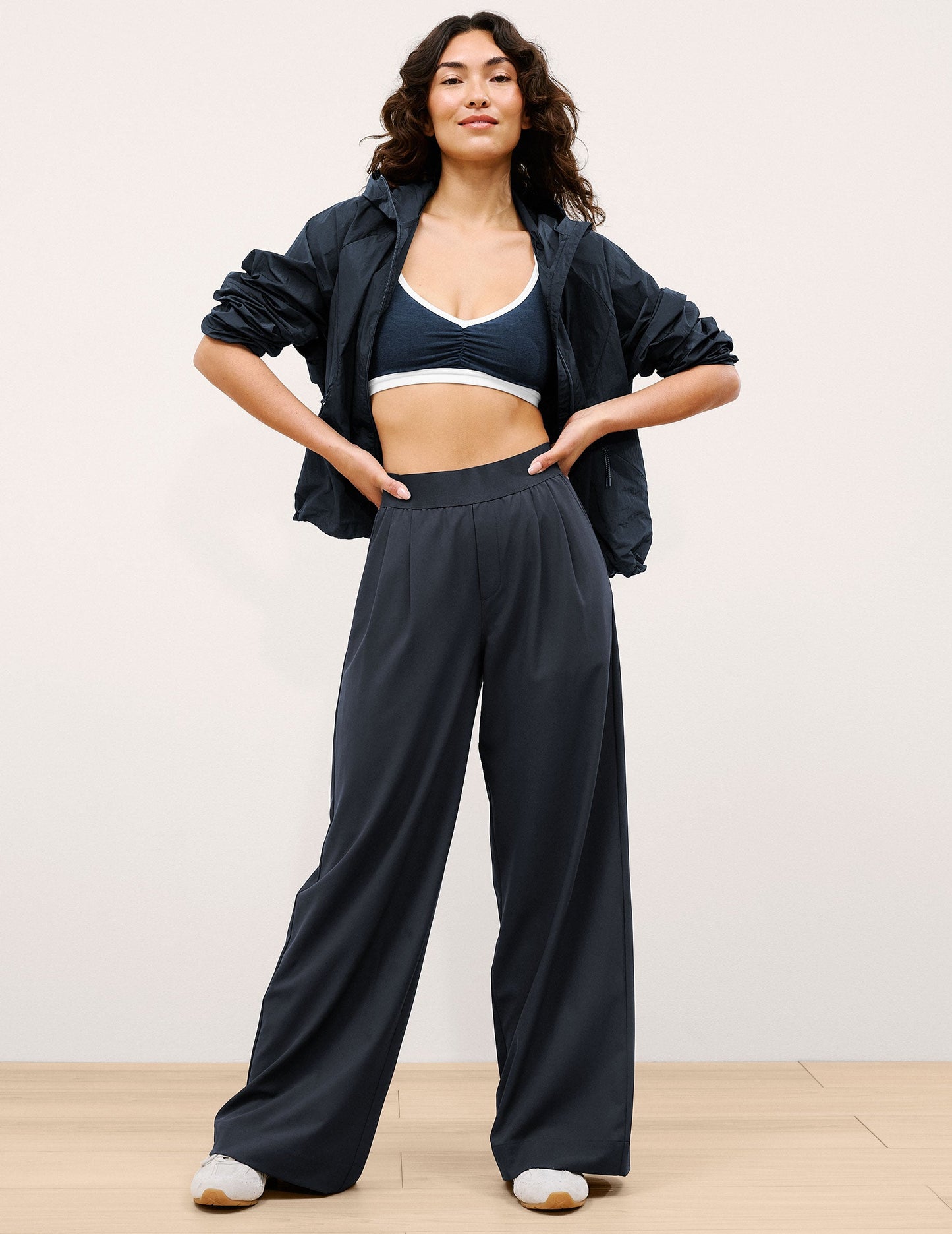 Beyond Yoga Wide Leg Stretch Elastic Waist Pants - Nocturnal Navy