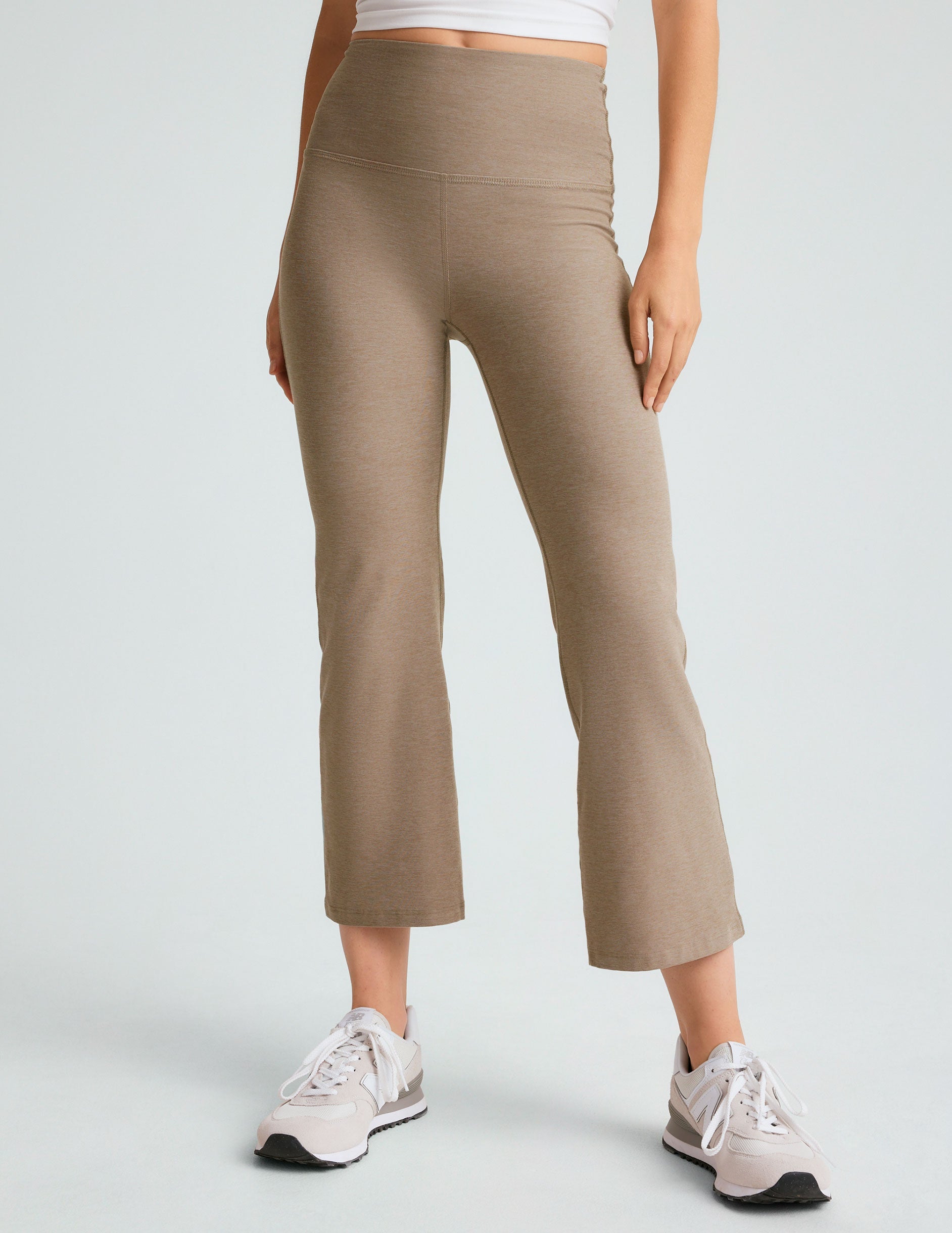 Beyond Yoga High Waisted Flare Spacedye Cropped Pants - Birch Heather