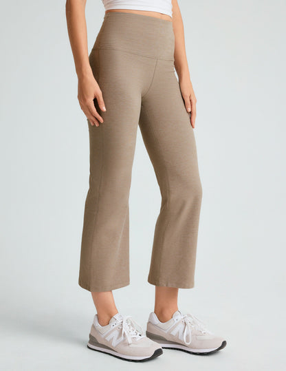 Beyond Yoga High Waisted Flare Spacedye Cropped Pants - Birch Heather