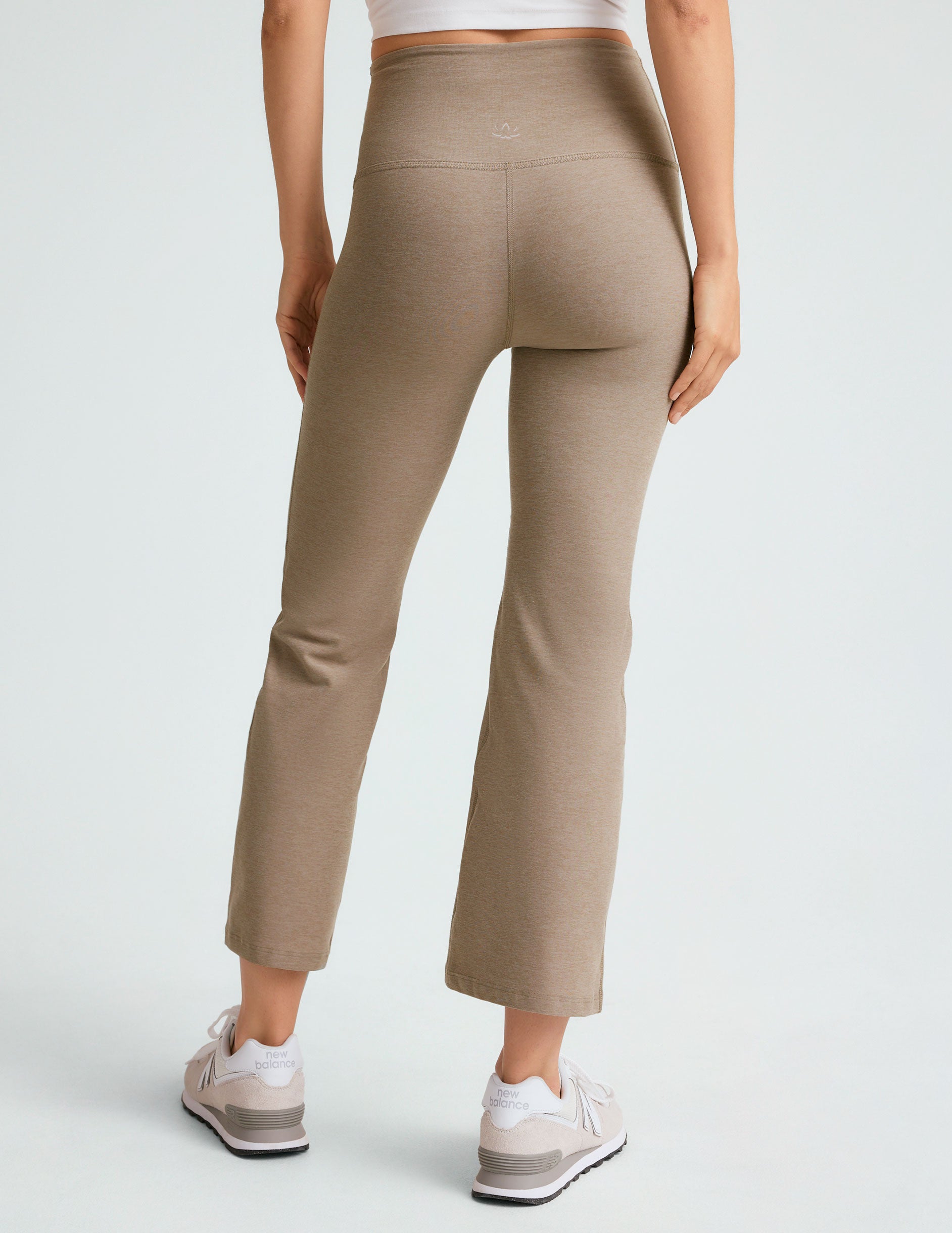 Beyond Yoga High Waisted Flare Spacedye Cropped Pants - Birch Heather