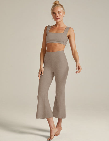 Beyond Yoga High Waisted Flare Spacedye Cropped Pants - Birch Heather