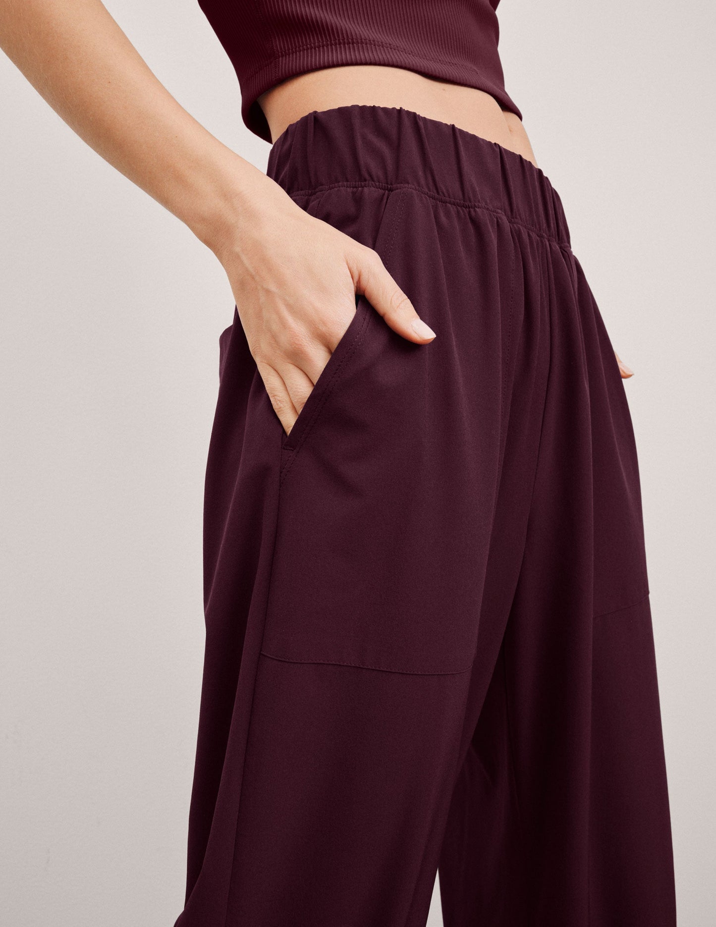 Beyond Yoga Women's Casual Stretch Wide Leg Pants - Black Cherry