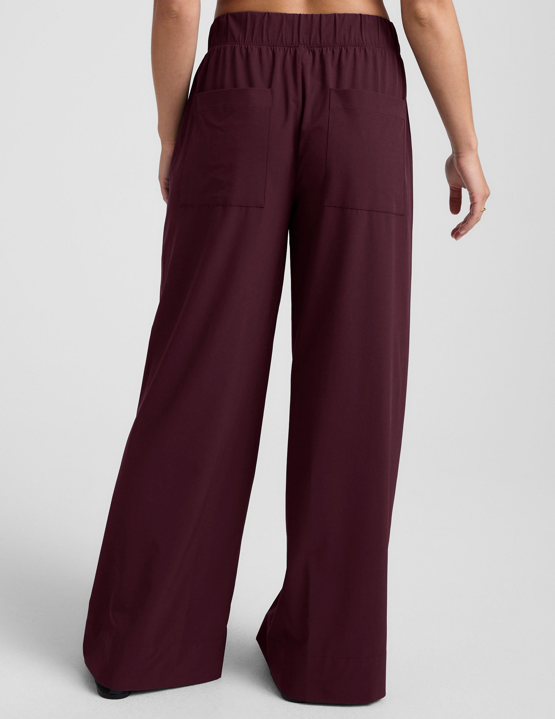 Beyond Yoga Women's Casual Stretch Wide Leg Pants - Black Cherry