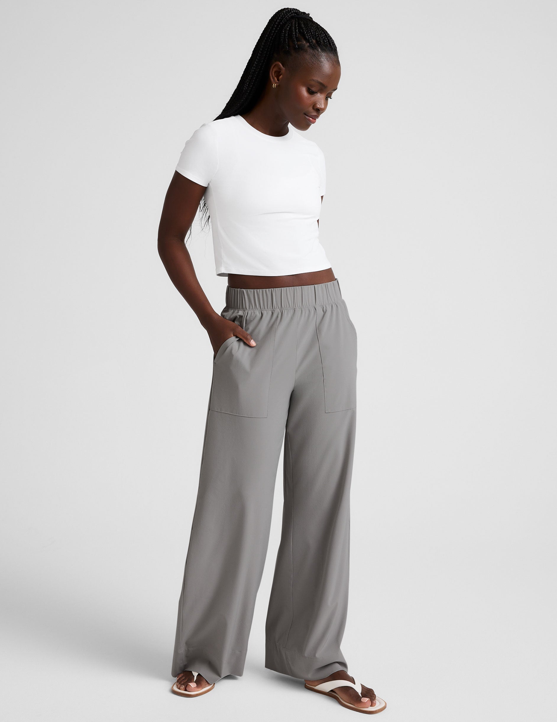 Beyond Yoga Women's Wide Leg Stretch Woven Easy Pants - Mist