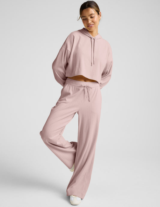 Beyond Yoga Ribbed Wide Leg Breathe Easy Pants - Pale Pink