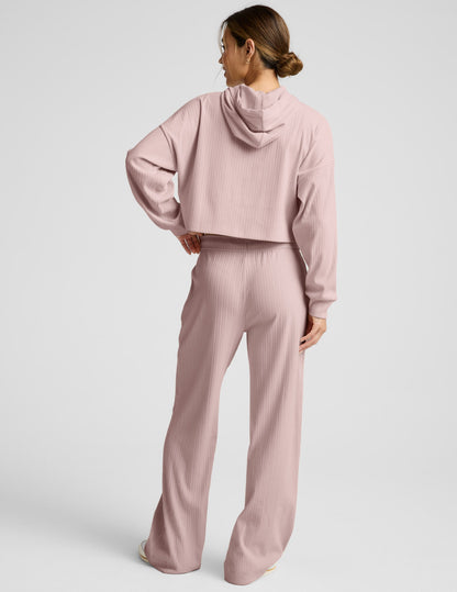 Beyond Yoga Ribbed Wide Leg Breathe Easy Pants - Pale Pink