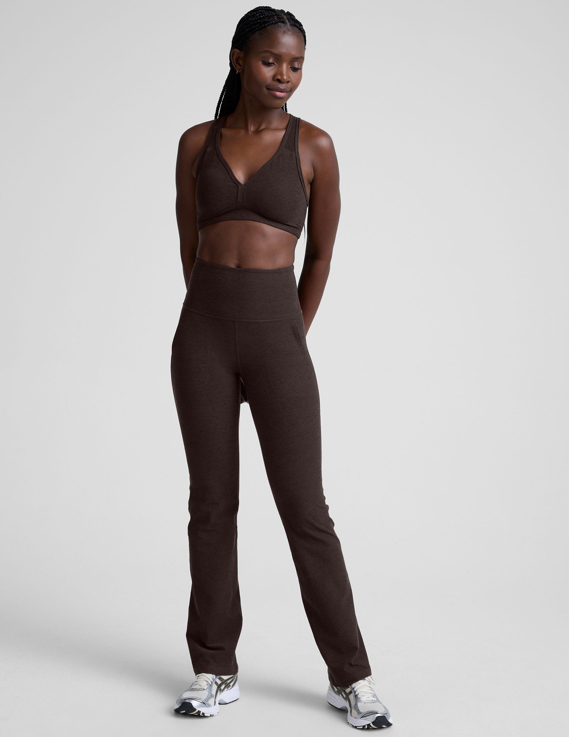 Beyond Yoga High Waisted Pocket Spacedye Bootcut Pant - Dark Chocolate Heather