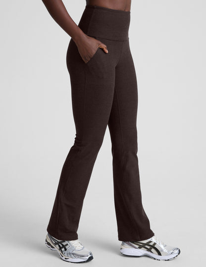 Beyond Yoga High Waisted Pocket Spacedye Bootcut Pant - Dark Chocolate Heather