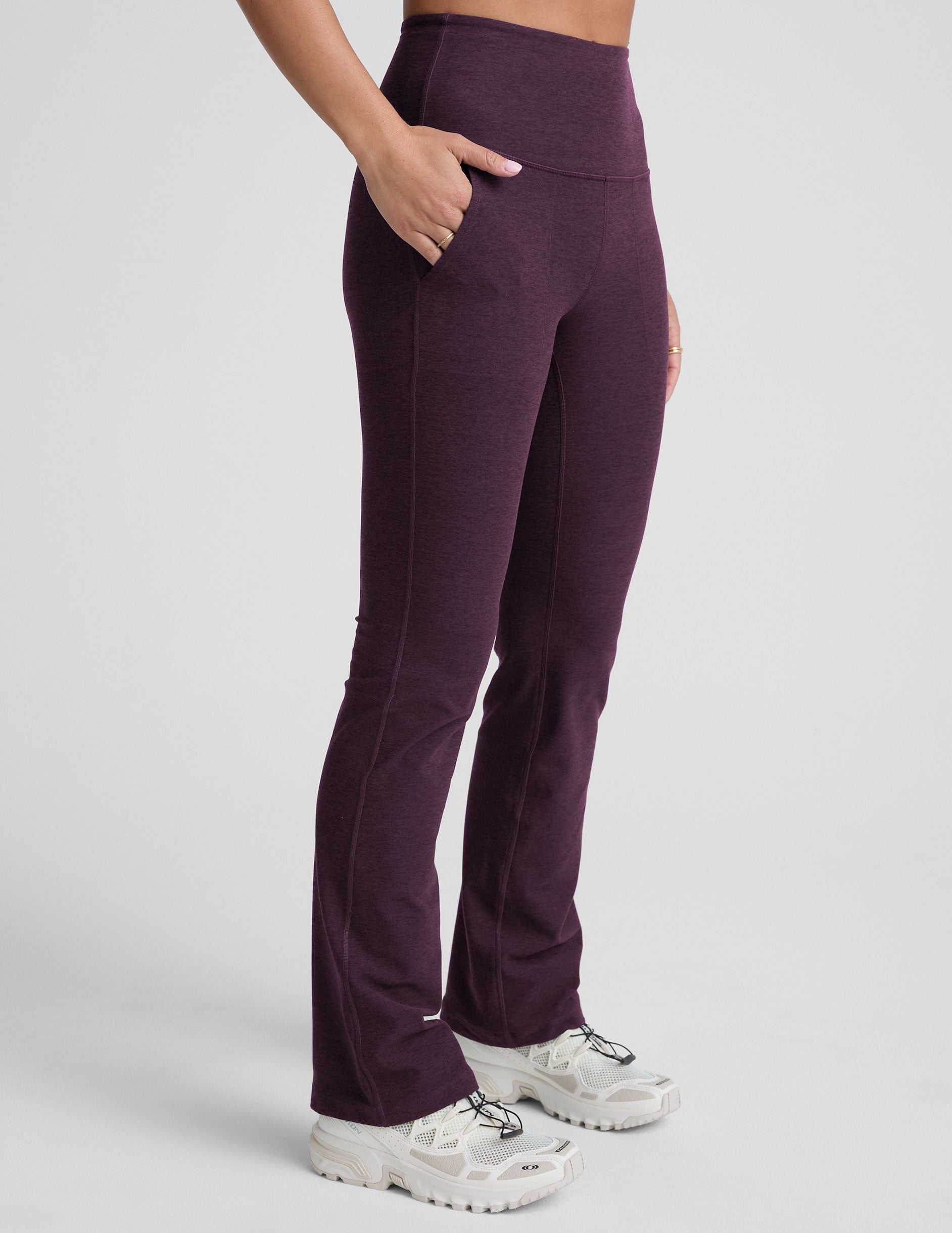 Beyond Yoga High Waisted Pocket Spacedye Bootcut Pants - Eggplant Purple
