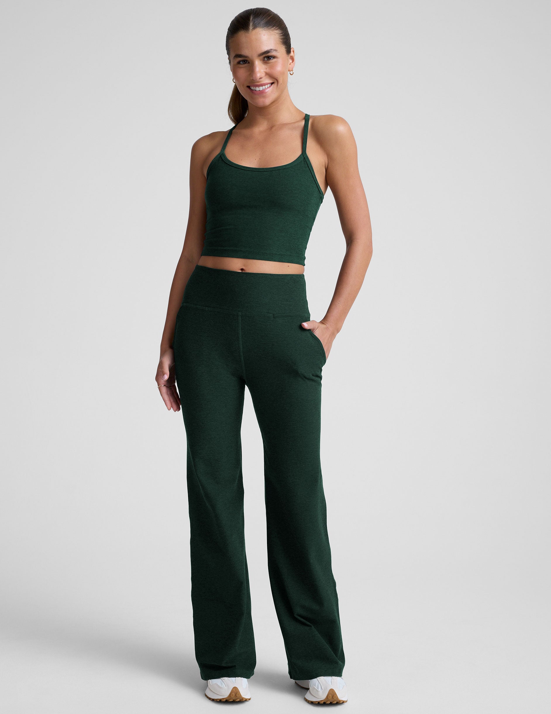 Beyond Yoga High Waisted Wide Leg Spacedye Pant - Dark Spruce Green