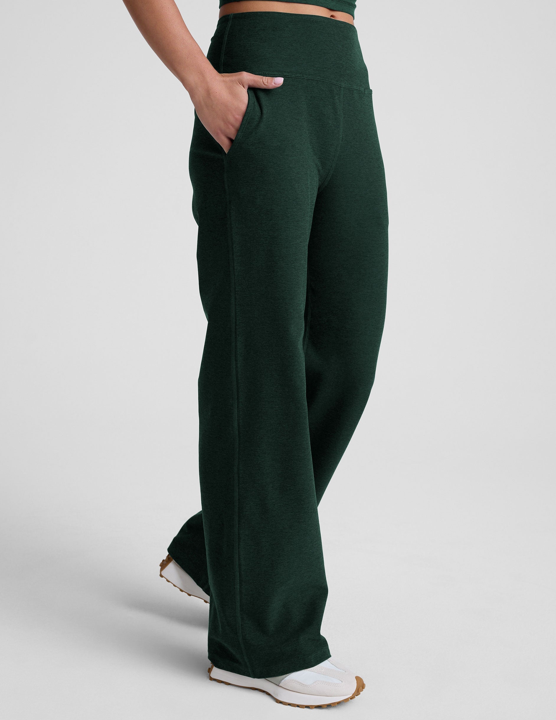 Beyond Yoga High Waisted Wide Leg Spacedye Pant - Dark Spruce Green