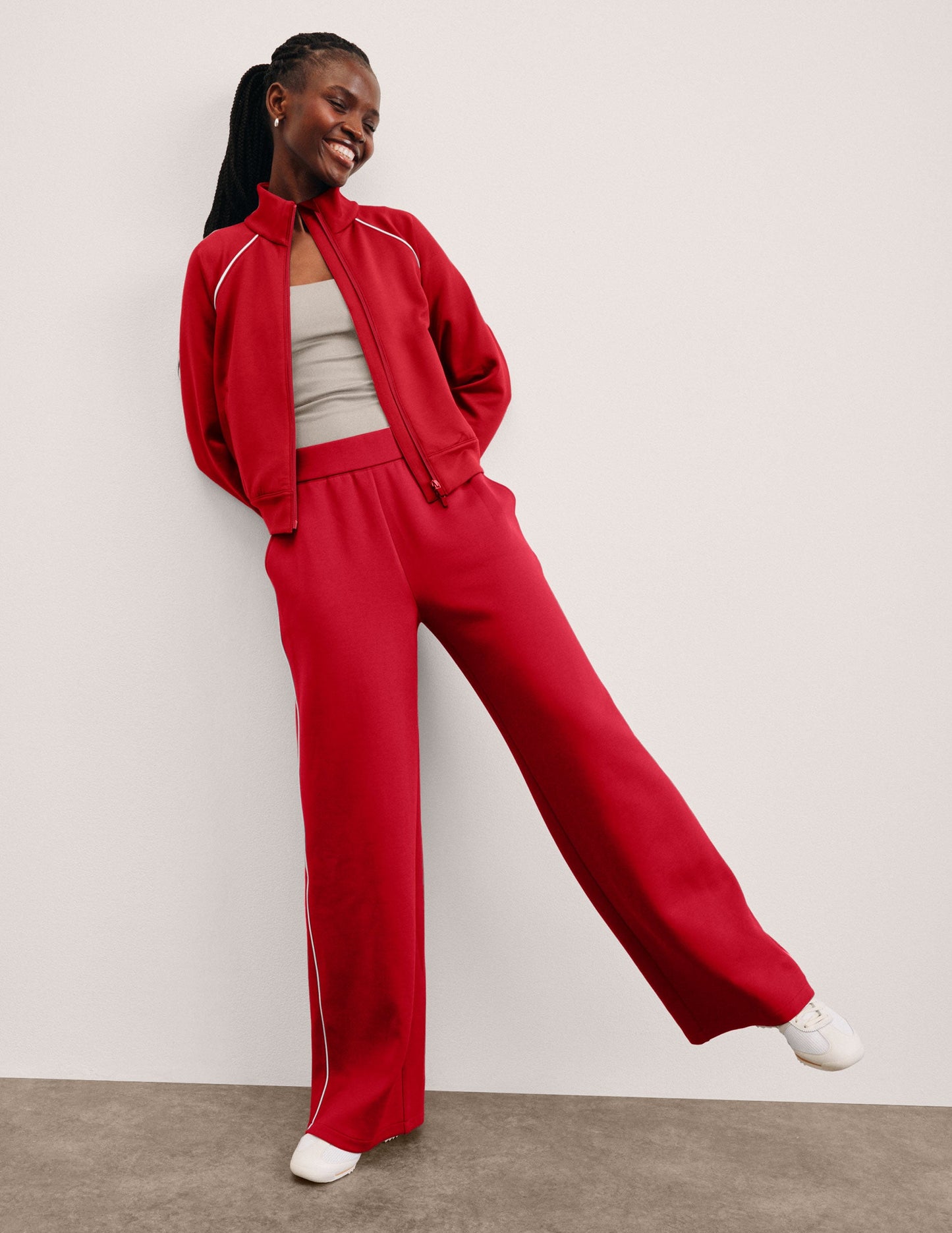 Beyond Yoga Women's Piped Wide Leg Pull On Pants - Red