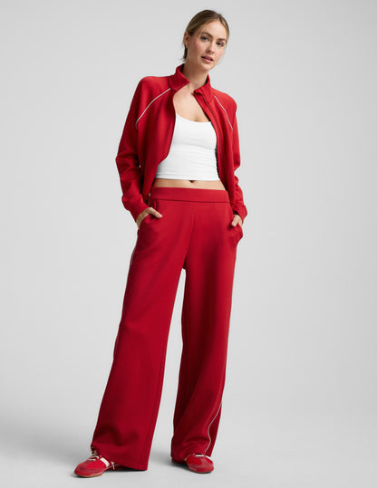 Beyond Yoga Women's Piped Wide Leg Pull On Pants - Red