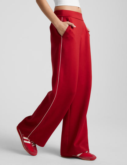 Beyond Yoga Women's Piped Wide Leg Pull On Pants - Red