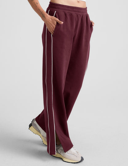 Beyond Yoga Wide Leg LuxeFleece Track Pants - Dark Cherry