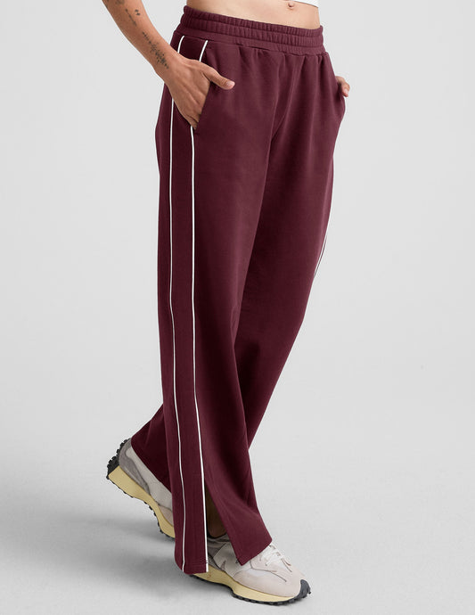 Beyond Yoga Wide Leg LuxeFleece Track Pants - Dark Cherry